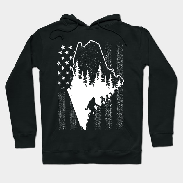 Maine Bigfoot American Flag Hoodie by Tesszero